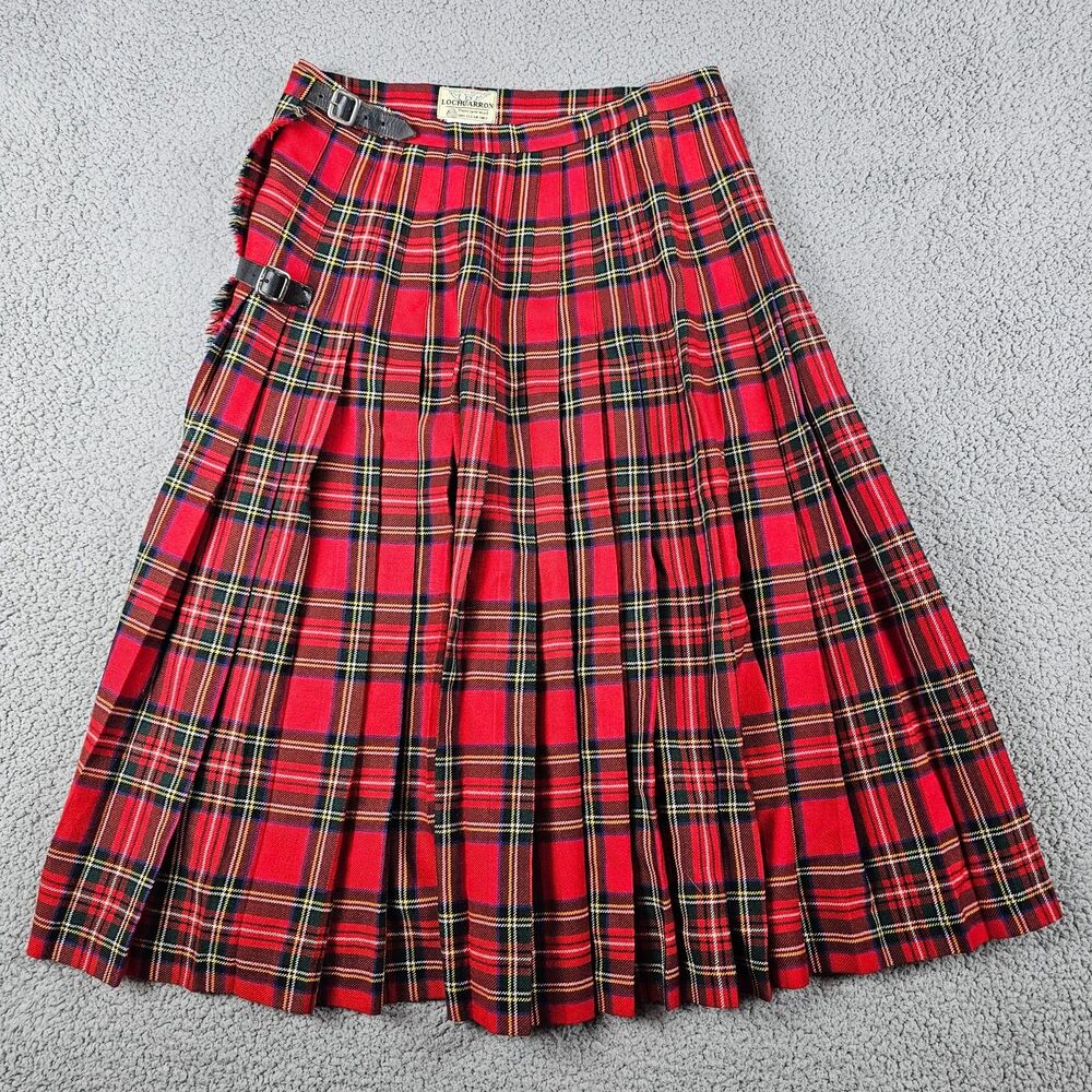Lochcarron Kilt Skirt Women 18 Wool Midi Stewart Plaid VTG 90s Academia Heritage